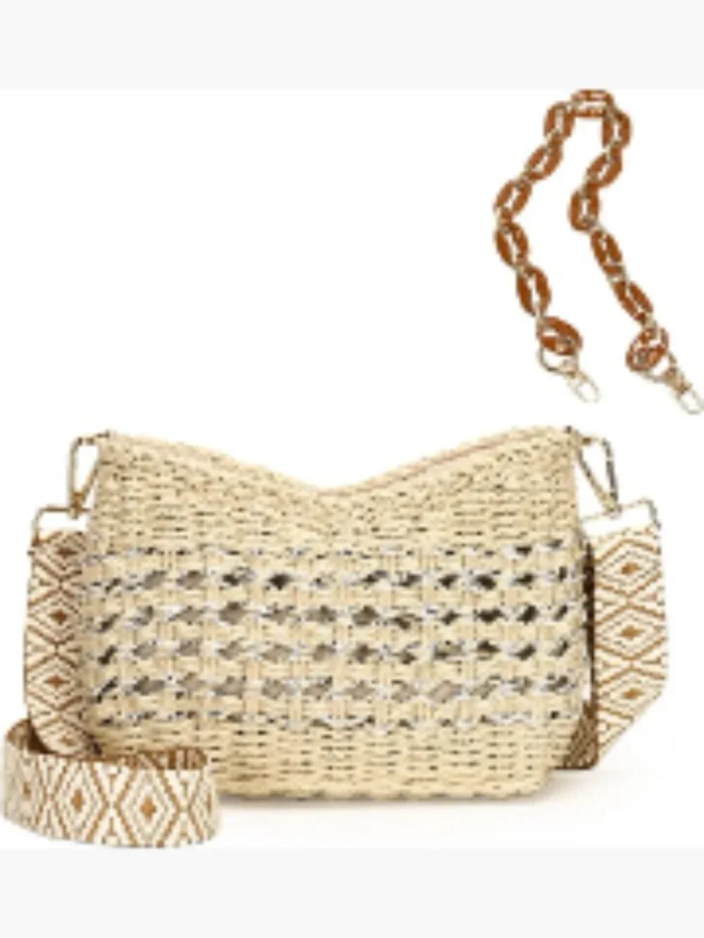 Herald Small Straw Woven Crossbody Bag Shoulder Purse for Women | Zipper